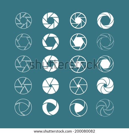 camera shutter icon set, each icon is a single object (compound path), vector eps10