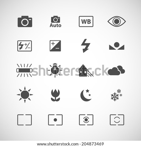 camera white balance icon set, each icon is a single object (compound path), vector eps10