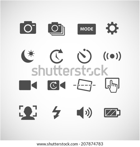 camera app icon set, each icon is a single object (compound path), vector eps10
