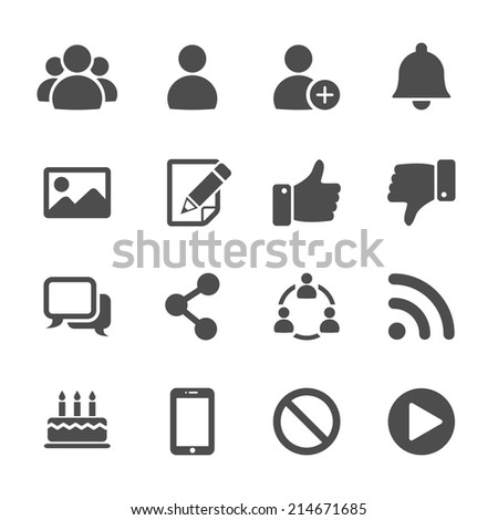 social network communication icon set, vector eps10.