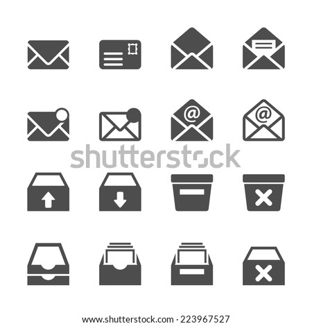 email and mailbox icon set, vector eps10.