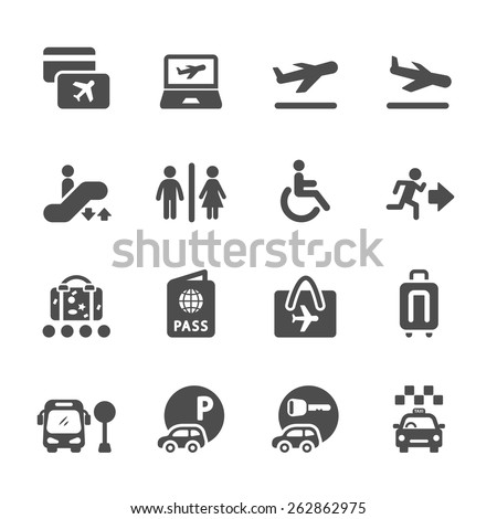 airport and travel icon set, vector eps10.