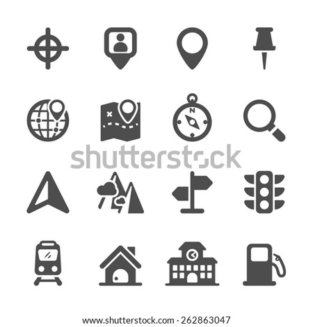 map location icon set, vector eps10.