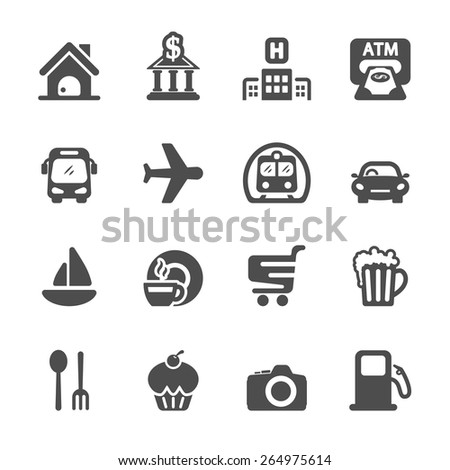 travel map location icon set, vector eps10.