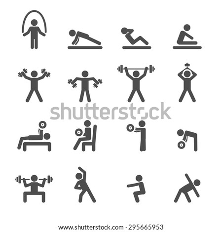 people exercise in fitness icon set, vector eps10.