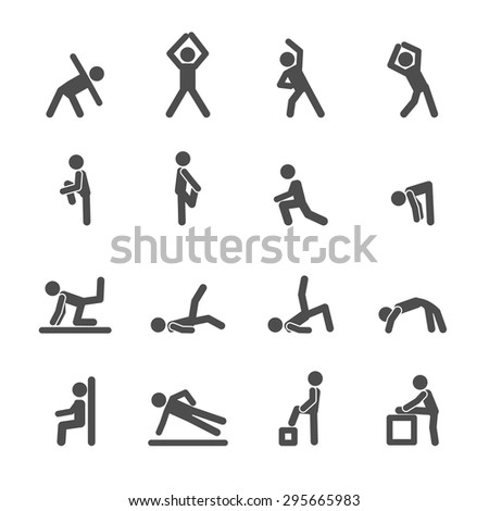 people exercise in fitness icon set, vector eps10.