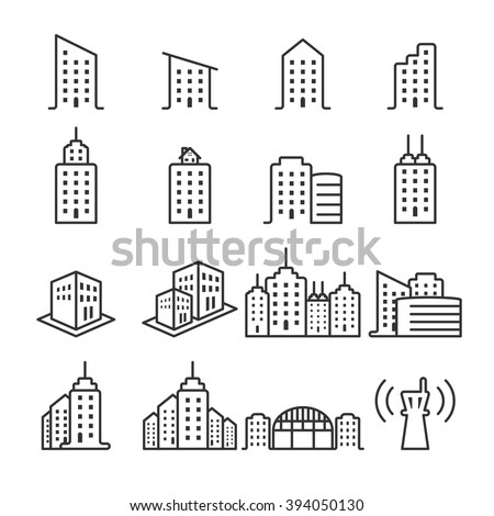 thin line building icon set 2, vector eps10.