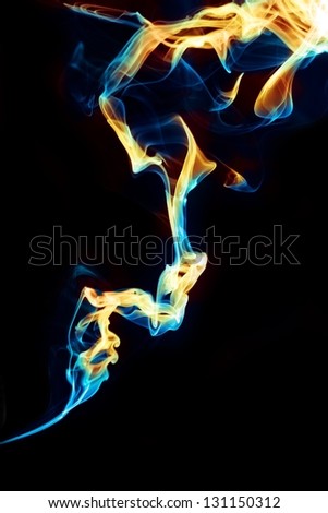 Abstract blue and yellow flame background