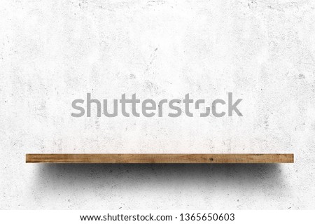 Image, Stock Photo Empty wooden book shelf with or storage rack modern retro design, copy space background texture