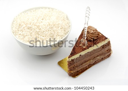 In China, rice and chocolate cake (expressed in the Western theme chosen)