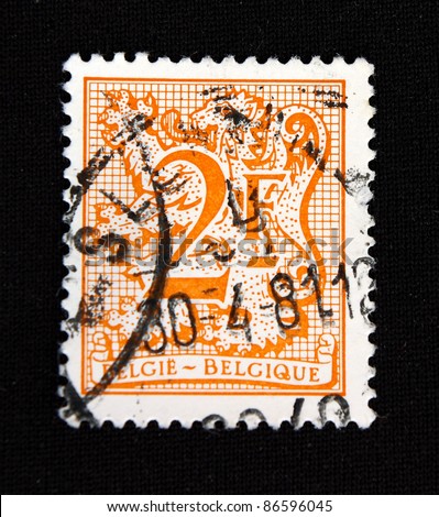 BELGIUM- CIRCA 1969: A stamp printed in Belgium shows Abstract animal art background, circa 1969