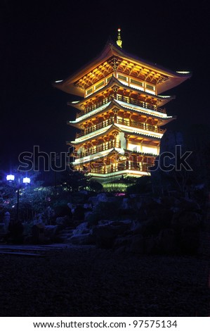 Chinese history ancient tower night