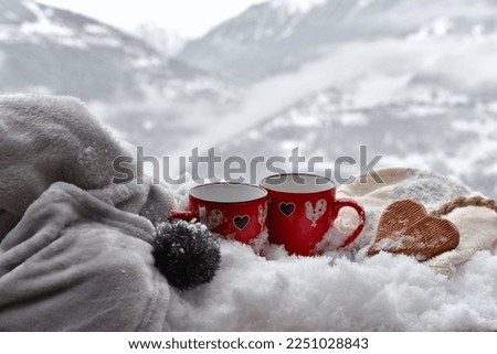 Similar – Image, Stock Photo Two blankets of snow met