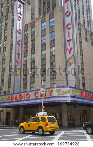 NEW YORK CITY - SEP 22: Radio City Music Hall is one of NYC popular tourist attractions, the Music Hall has been attended by more than 300 million people.September 22, 2012  in New York City.