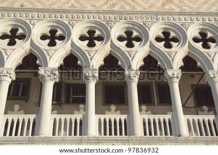 Architectural details of Doge\'s Palace, Venice, Italy