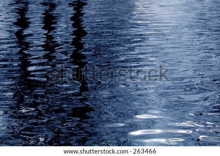 Abstract view of ripples and reflections on a pond