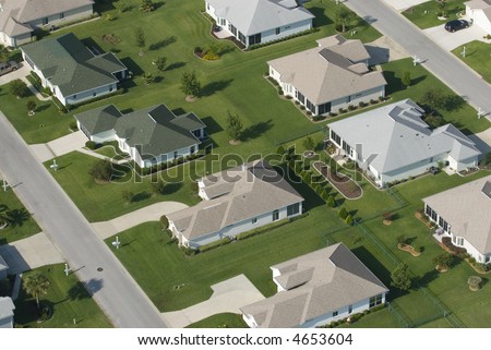 Aerial view of houses in typical home community 02