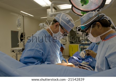 Open heart cardiac bypass surgery in operation room