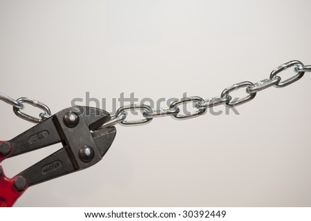 cutting chain on white background