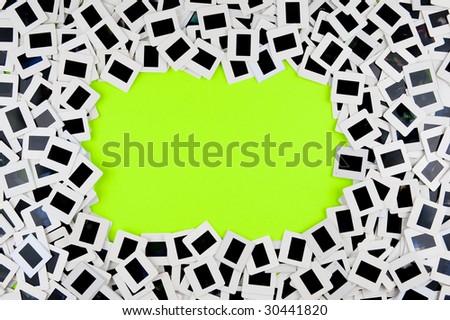 Slide collage frame background with green knock out area