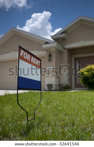 For Rent sign in front of new house