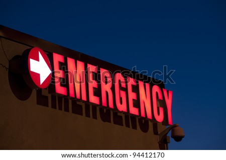 Red Emergency department entrance sign