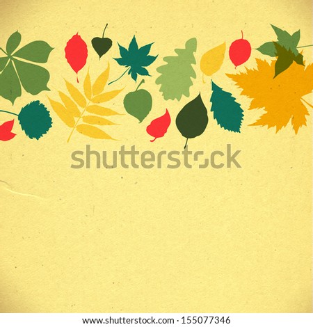 Vector raster autumn leaves background in retro colors. Abstract autumn beauty background with your text for poster, pattern, label, emblem, sign, symbol, frame, decoration