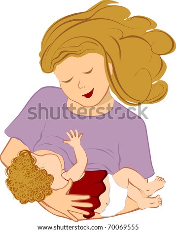 Young Mother Nursing Her Baby Stock Vector Illustration 70069555 ...