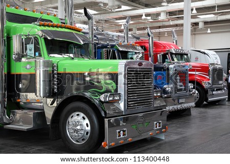 HANNOVER - SEP 20: American Peterbilt Truck at the International Motor Show for Commercial Vehicles on September 20, 2012 in Hannover Germany