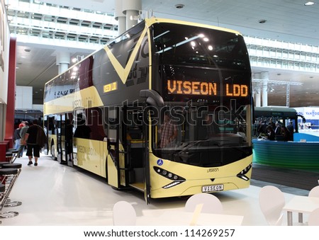HANNOVER - SEP 20: New Viseon LDD 14 Bus at the International Motor Show for Commercial Vehicles on September 20, 2012 in Hannover Germany