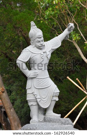Warrior statue at the Po Lin Monastery in Hong Kong