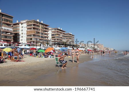 MATALASCANAS, SPAIN - JULY 7: Atlantic ocean beach on the Costa del Luz (coast of the light) in Matalascanas. July 7th 2012 in Matalascanas, Huelva Province, Andalusia, Spain