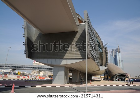DUBAI, UAE - MAR 12: New Metro Station in Dubai. March 12, 2010 in Dubai, United Arab Emirates