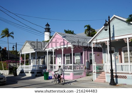 KEY WEST, USA - DEC 27: Colorful wooden houses in Key West. December 27, 2009 in Key West, Florida, USA