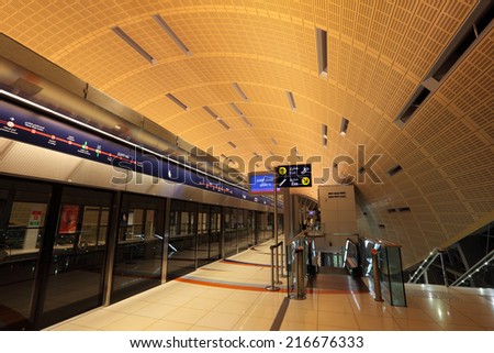 DUBAI, UAE - MAY 27: Interior of a new metro station in Dubai. May 27, 2011 in Dubai, United Arab Emirates