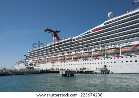 KEY WEST, USA - NOV 17: Carnival Conquest Cruise Ship anchors in Key West. November 17, 2009 in Key West, Florida, USA