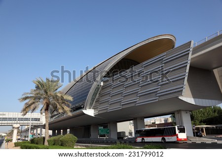 DUBAI, UAE - JAN 13: New Metro Station in the city of Dubai. January 13, 2012 in Dubai, United Arab Emirates