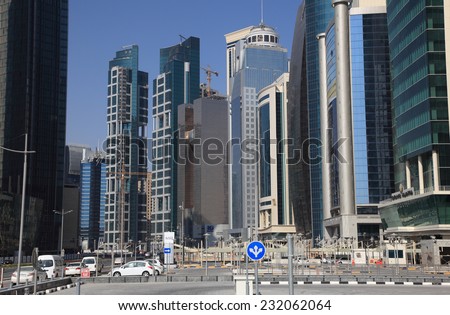 DOHA, QATAR - JAN 6: Doha downtown district Al Dafna. January 6, 2012 in Doha, Qatar, Middle East