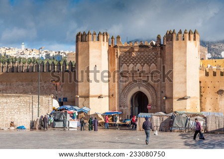 FEZ, MOROCCO - DEC 2: Gate to the ancient medina of Fez. December 2, 2008 in Fez, Morocco, Africa