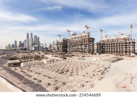 Construction site in the city of Dubai, United Arab Emirates