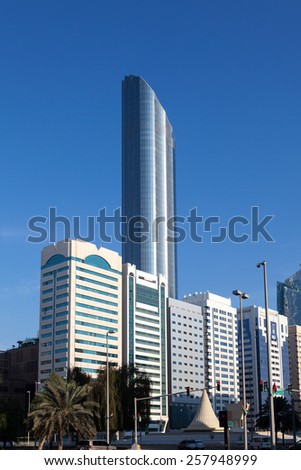 ABU DHABI - DEC 21: The World Trade Center Building in Abu Dhabi. December 21, 2014 in Abu Dhabi, United Arab Emirates