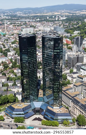 FRANKFURT - JULY 10: Deutsche Bank skyscraper in the city of Frankfurt Main. July 10, 2015 in Frankfurt, Hesse, Germany