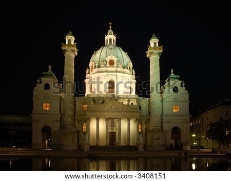 The Karlskirche (German for St. Charles\'s Church) in Vienna, Austria