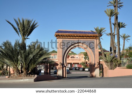 Gate in traditional oriental style in Marrakech, Morocco