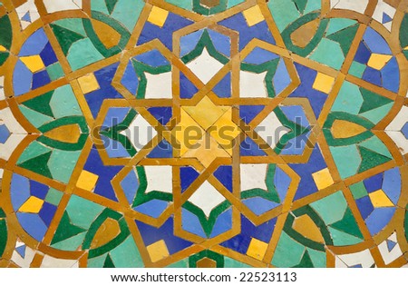 Oriental mosaic decoration in Casablanca, Morocco