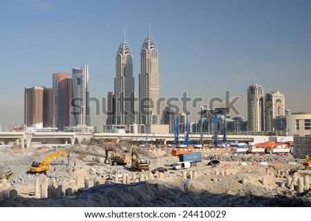 DUBAI - 20 JAN: Dubai Pearl construction site. January 20, 2009 in Dubai, United Arab Emirates
