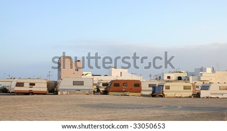 Trailer park on Canary Island Fuerteventura, Spain