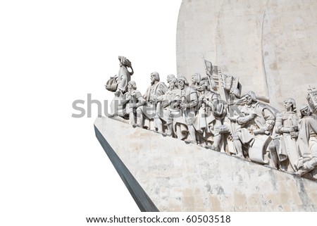 Monument to the Discoveries in Lisbon, Portugal. Isolated over white background