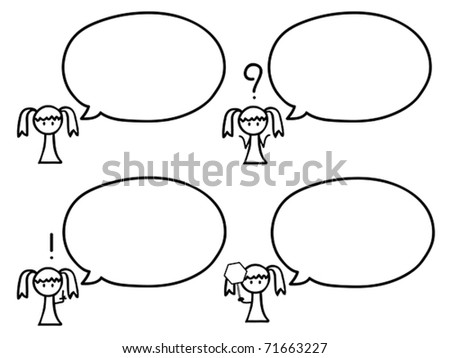 Cartoon Of Cute Girl With Speech Bubbles. Also Available As Jpeg. Stock ...