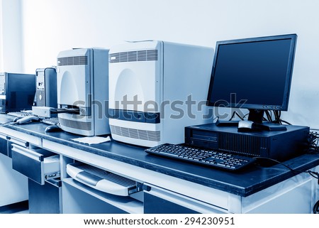 Hospital laboratories, PCR and computer.